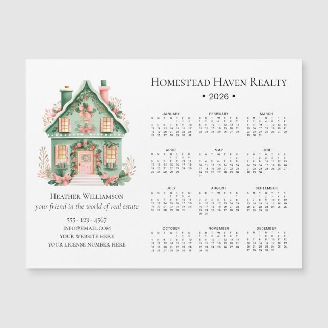 2026 Charming Real Estate Magnetic Calendar (Front)