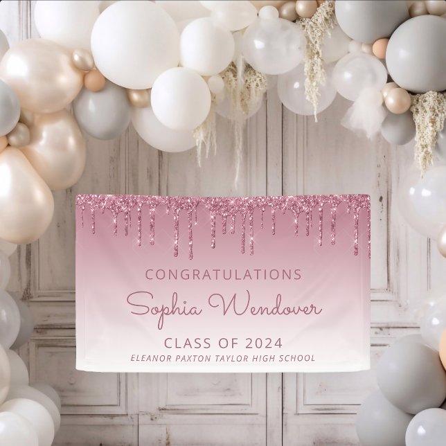 2026 Chic Burgundy Glitter Drip Graduation Banner (Creator Uploaded)