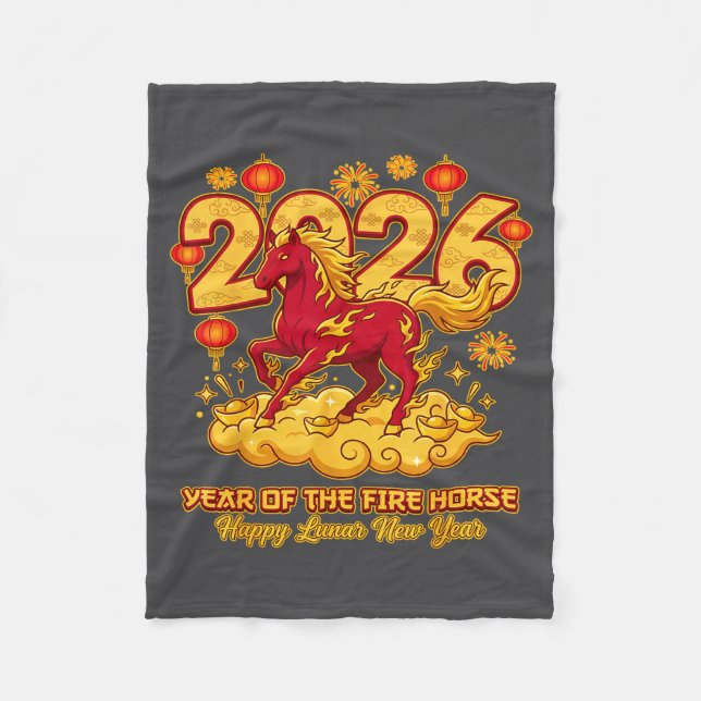 2026 Chinese New Year Of The Horse Lunar Zodiac  Fleece Blanket (Front)