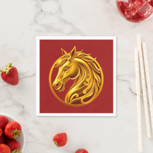 2026 Chinese New Years- Gold Horse Napkins