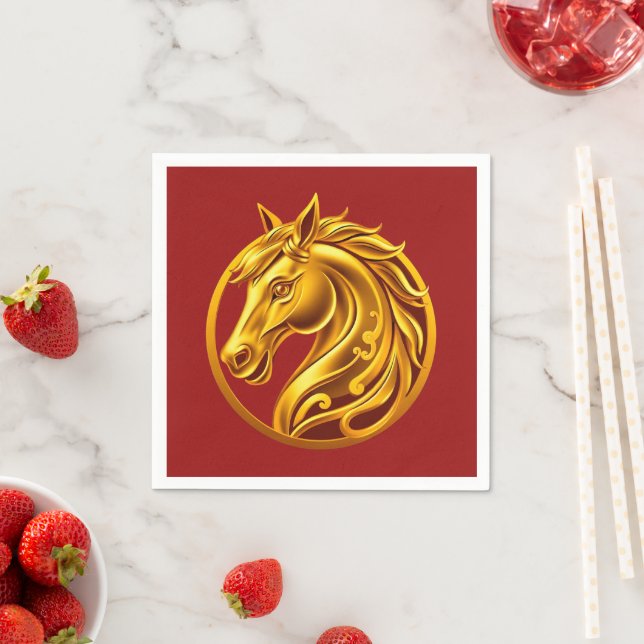 2026 Chinese New Years- Gold Horse Napkins (Insitu)
