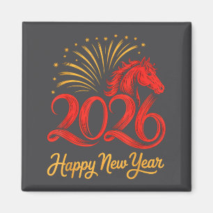 2026 Chinese Zodiac Horse Year Happy New Year Fire Magnet