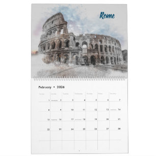 2026 City Sketches Wall Calendar – Hand-Drawn