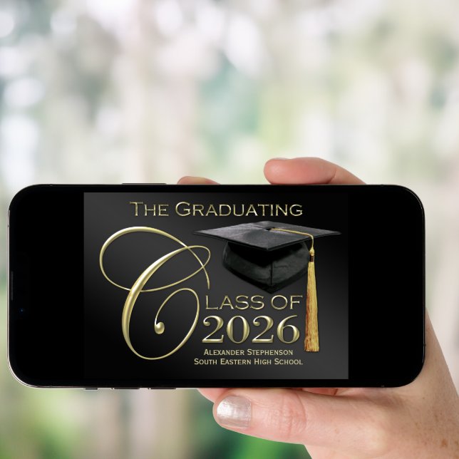 2026 Classic Black & Gold Graduation Announcement (Front Digital)