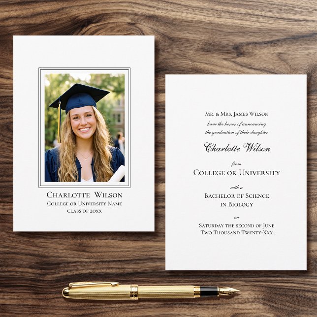 2026 Classic Graduation Announcement Photo Card (Creator Uploaded)