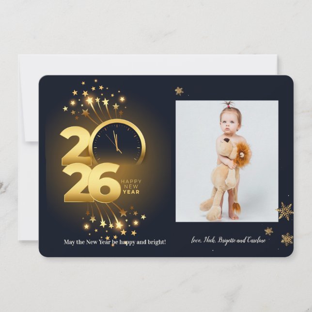 2026 Clock Photo Greeting Card (Front)