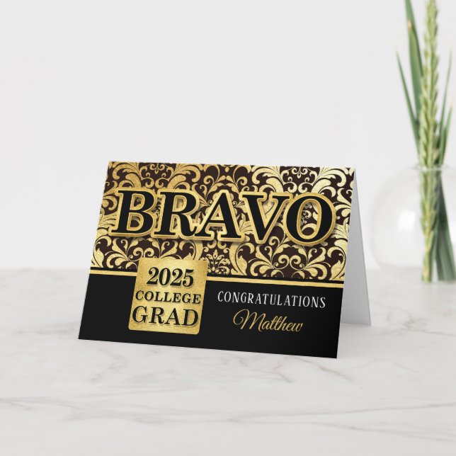 2026 College Graduation Faux Gold Foil with Name Card (Front)