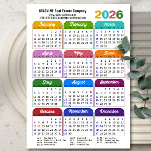2026 Color Calendar US Holidays Corporate Magnetic