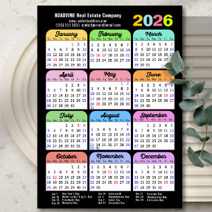 2026 Color Calendar US Holidays Corporate Magnetic