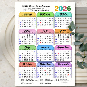 2026 Color Calendar US Holidays Corporate Magnetic