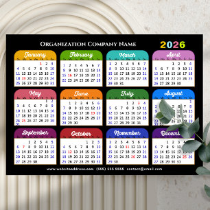 2026 Color Calendar US Holidays Corporate Magnetic