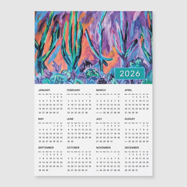 2026 Colorful Abstract Nature Painting Calendar (Front)