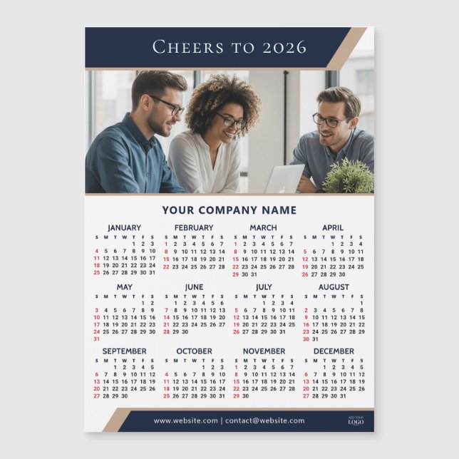 2026 Corporate Giveaway Photo Modern Fridge Magnet (Front)