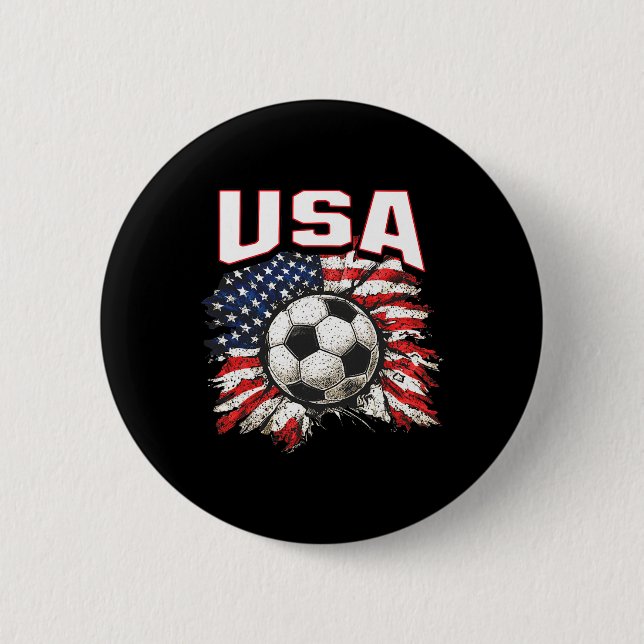 2026 Cup Flag Soccer Pride Fun Family Usa  Button (Front)