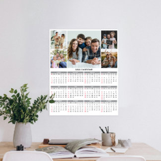 2026 Custom Family Five Photo Calendar Poster