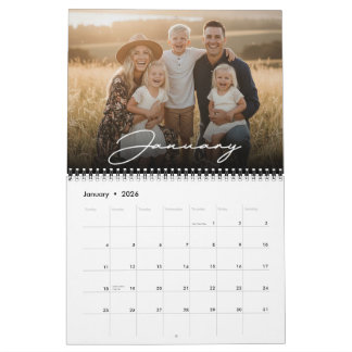 2026 Custom Family Photo Modern Elegant Script  Calendar