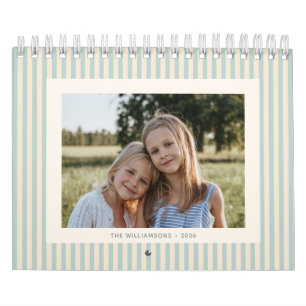 2026 Custom Family Photos Coastal Stripe Calendar