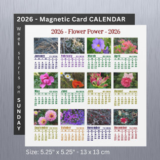 2026 Custom Flower magnetic Calendar starts Sunday