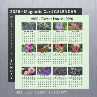 2026 Custom Flower magnetic green Calendar SU