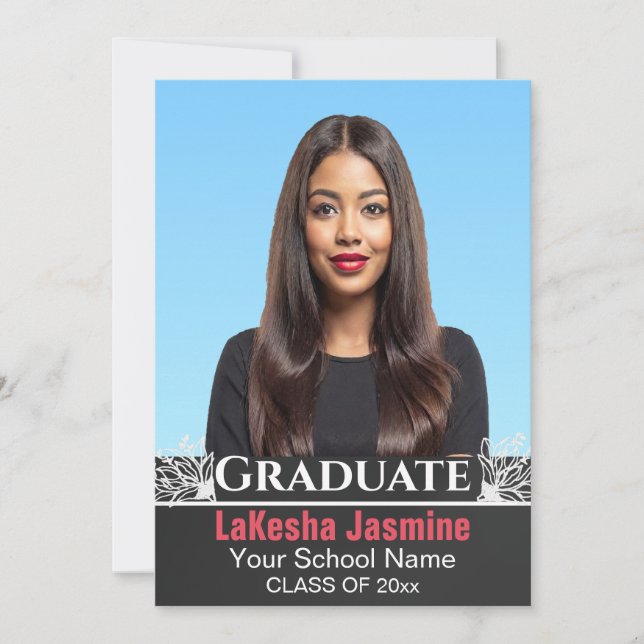 2026 Custom Graduation Announcements Black Female (Front)