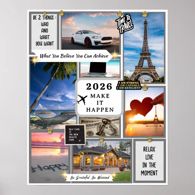 2026 Custom Law of Attraction Vision Board Goal Poster
