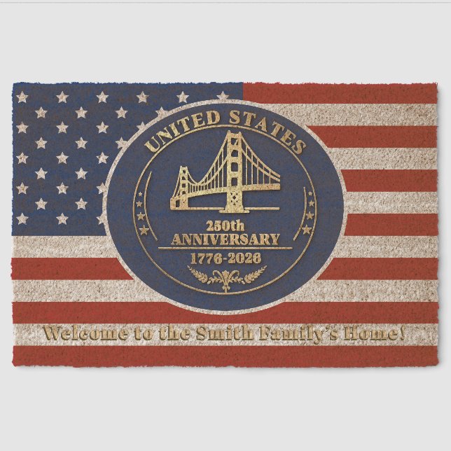 2026 Custom Message USA 250 Years Commemor  Fiber Doormat (Front)