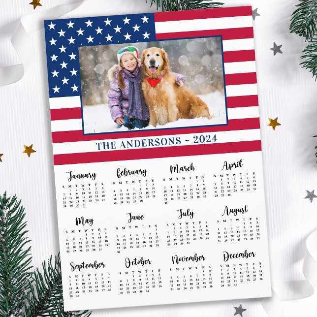 2026 Custom Photo American Flag Patriotic  Holiday Card (Creator Uploaded)