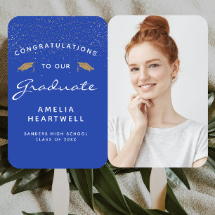 2026 Custom Photo Blue Graduation Hand Fan