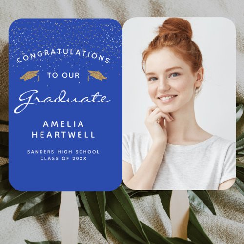 2026 Custom Photo Blue Graduation Hand Fan