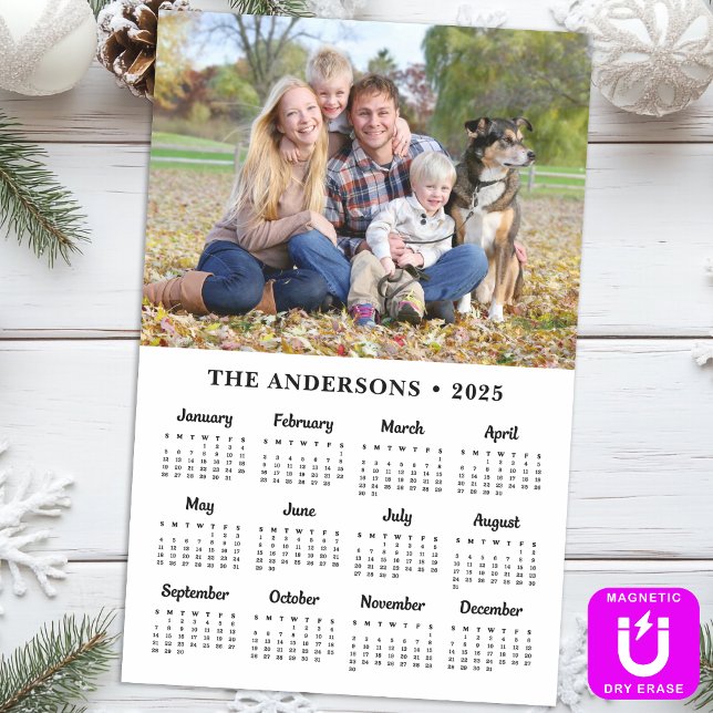 2026 Custom Photo Family Pet Dog 12 Month Calendar Magnetic Dry Erase Sheet (Creator Uploaded)