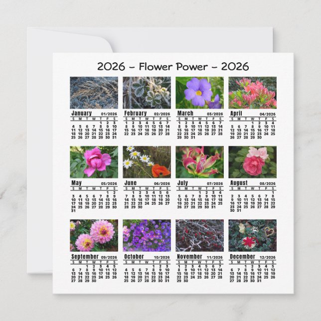 2026 Custom Photo Flower Calendar Sunday start  (Front)