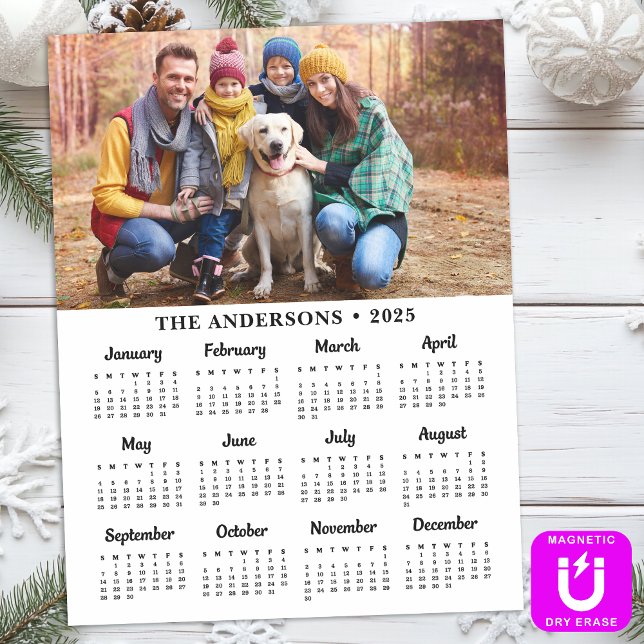 2026 Custom Photo Modern Family 12 Month Calendar Magnetic Dry Erase Sheet (Creator Uploaded)