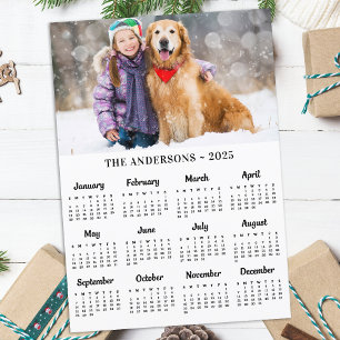 2026 Custom Photo Pet Puppy Dog 12 Month Calendar Holiday Card