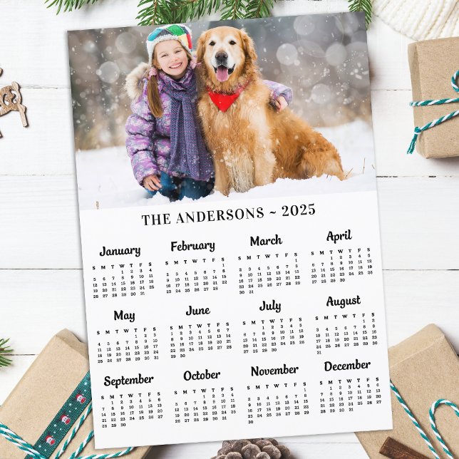 2026 Custom Photo Pet Puppy Dog 12 Month Calendar  Holiday Card (Creator Uploaded)