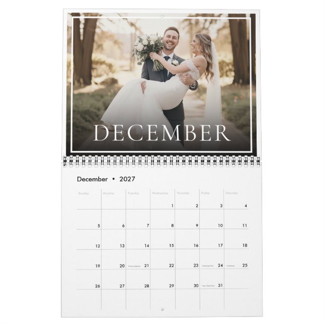 2026 Custom Wedding Photo Newlywed Chic Calendar (Dec 2027)