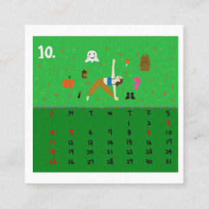 2026 Cute Cartoon Yoga Poses Calendar, Health  Square Business Card