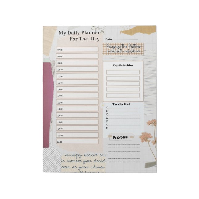 2026 Daily Planner One Page per Day To Do List Notepad (Rotated)