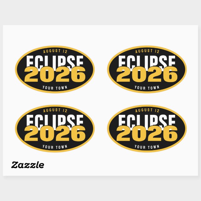 2026 Eclipse Watch Location Custom In Your Town Oval Sticker (Sheet)