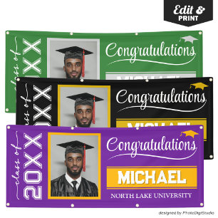 2026 Editable Graduation Banner with Name & School