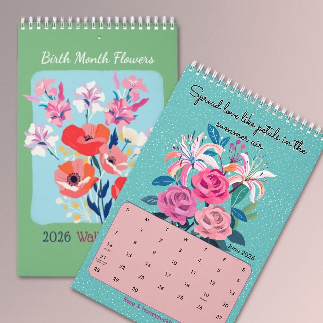 2026 Elegant affirmation birth month flowers wall Calendar (Creator Uploaded)