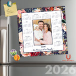 2026 Elegant Blue Floral Photo Magnetic Calendar<br><div class="desc">2026 Elegant Navy Blue and Blush Floral Photo Magnetic Calendar with a background of lovely floral in blush pink, marsala burgundy, and eucalyptus green on an elegant navy blue background. 🌟 This is for 2026 only! Add your photo and name for a fun, personalized gift! Perfect for stocking stuffers or...</div>