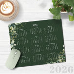 2026 Elegant Dark Green Eucalyptus Desk Calendar Mouse Pad<br><div class="desc">2026 Modern Elegant Forest Green Eucalyptus Greenery Calendar Mouse Pad featuring a simple, minimalist year-at-a-glance calendar. Ground your workspace with this deep forest green 2026 calendar, accented by soft eucalyptus leaves. A stylish blend of function and nature-inspired design. Durable, stylish, and easy to personalize—perfect for home or office. 🌟 🌟...</div>