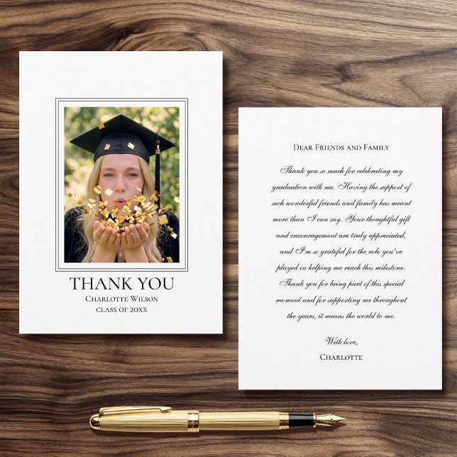 2026 Elegant Graduation Thank You Photo Card (Creator Uploaded)