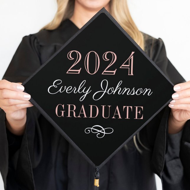 2026 Elegant Rose Gold Custom Graduation Cap Topper (Creator Uploaded)