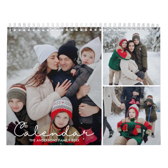 2026 Elegant Simple Custom Family Photo Collage Calendar (Cover)