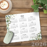 2026 Elegant Soft Green Eucalyptus Desk Calendar Mouse Pad<br><div class="desc">2026 Modern Elegant Eucalyptus Greenery Calendar Mouse Pad featuring a simple, minimalist year-at-a-glance calendar. Stay organized in style with this 2026 calendar design featuring soft watercolor eucalyptus on white. A clean, minimalist addition to any modern workspace.Durable, stylish, and easy to personalize—perfect for home or office. 🌟 🌟 This is for...</div>