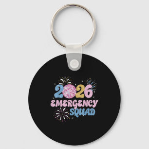 2026 Emergency Squad Er Nurse Happy New Year Disco Keychain
