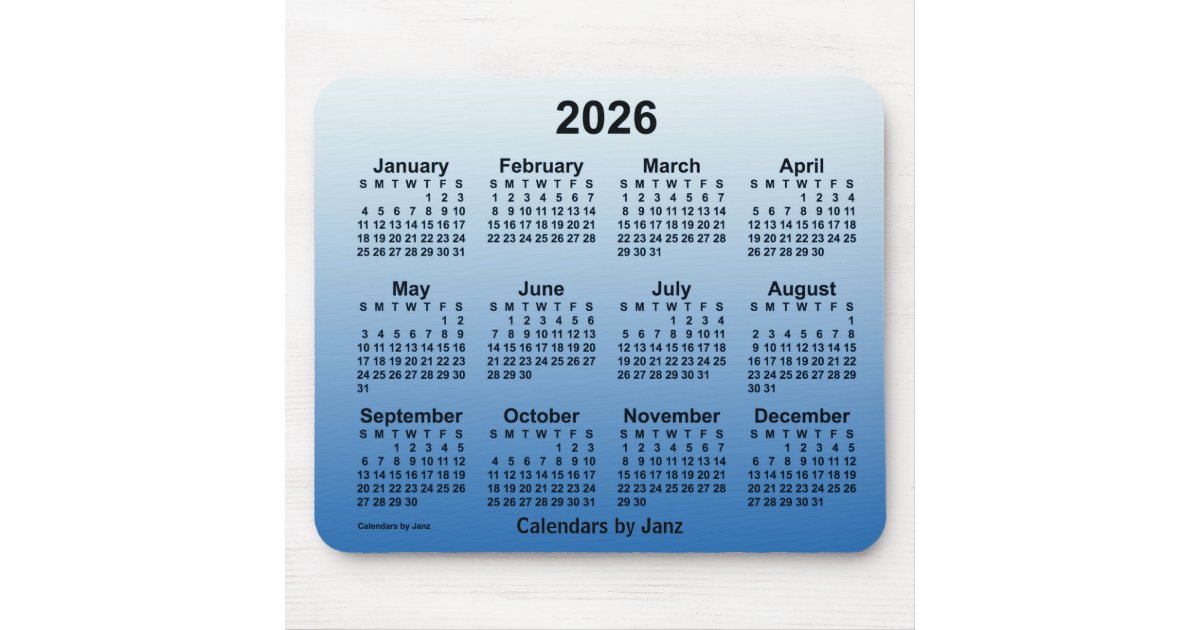 2026 Faded Blue Calendar by Janz Mouse Pad Zazzle