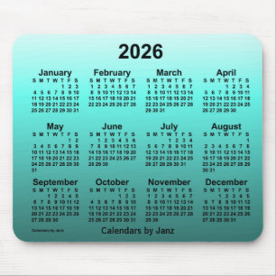 2026 Faded Teal Calendar by Janz Mouse Pad