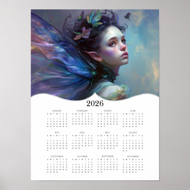 2026 Fairy Fantasy Art Full Year Calendar Poster (Front)